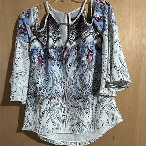 White House Black Market Blue and Purple Blouse